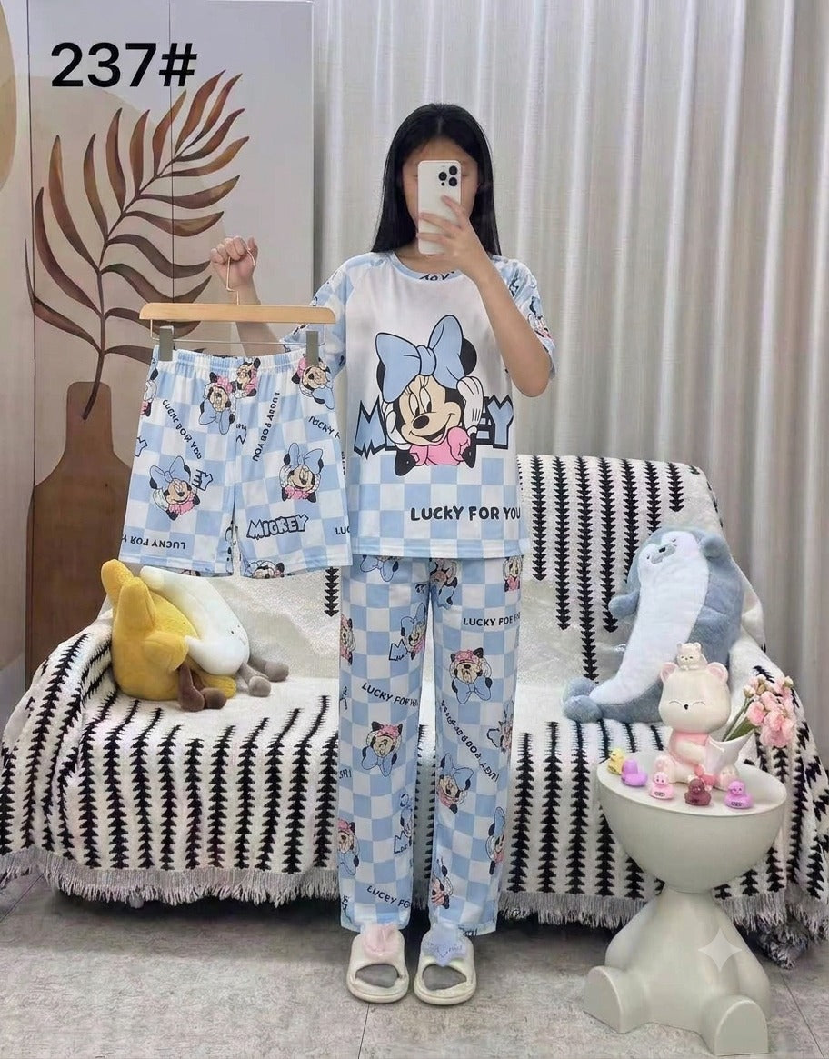 3 Piece Printed Night Suit