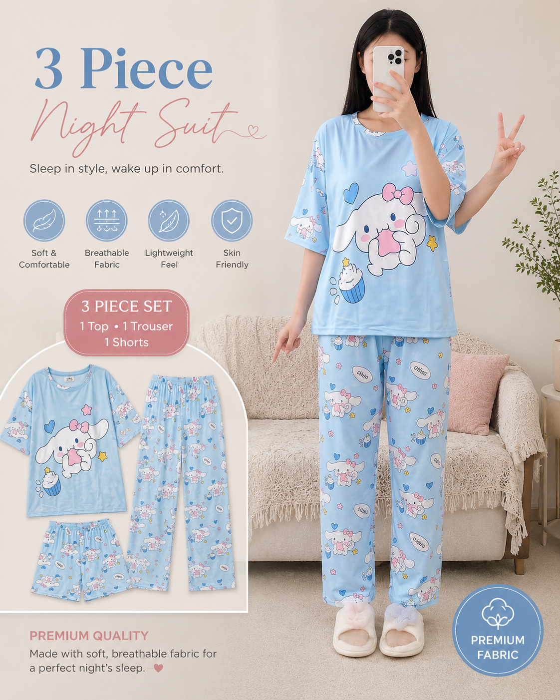 3 Piece Night Suit