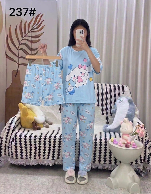 3 Piece Printed Night Suit