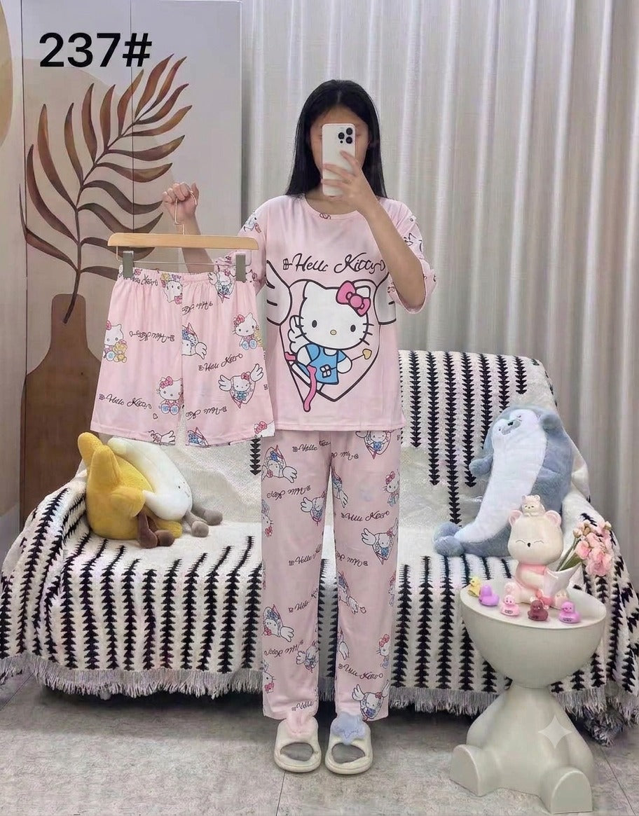 3 Piece Printed Night Suit