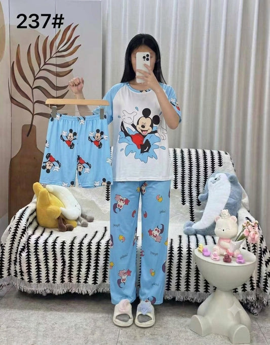 3 Piece Printed Night Suit