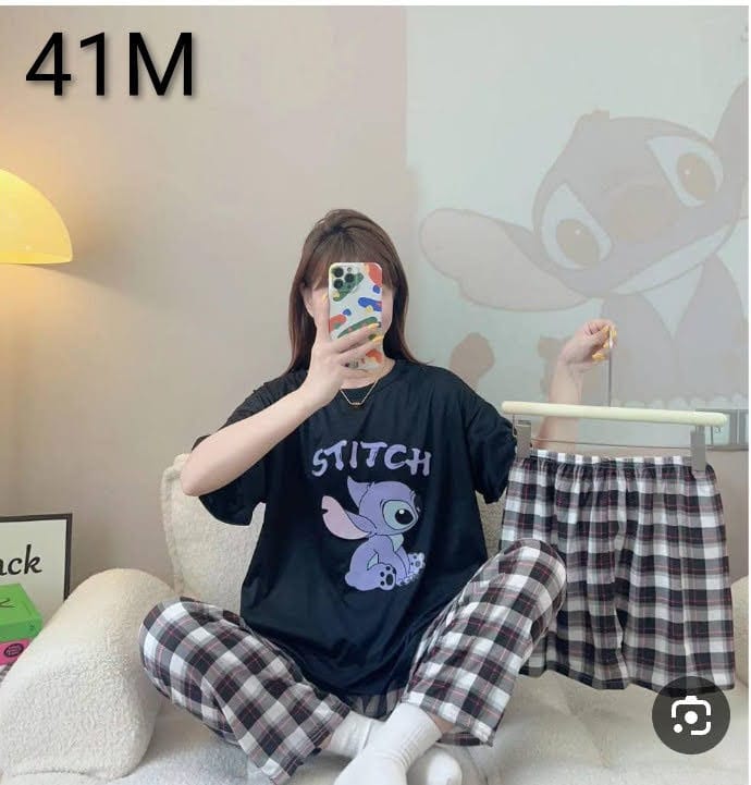3 Piece Printed Night Suit