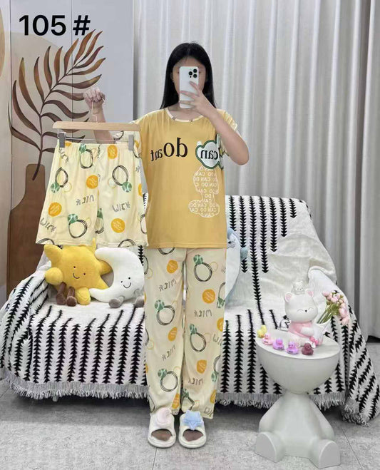 3 Piece Printed Night Suit