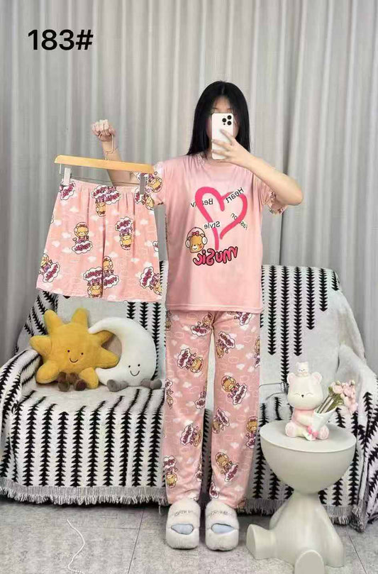 3 Piece Printed Night Suit