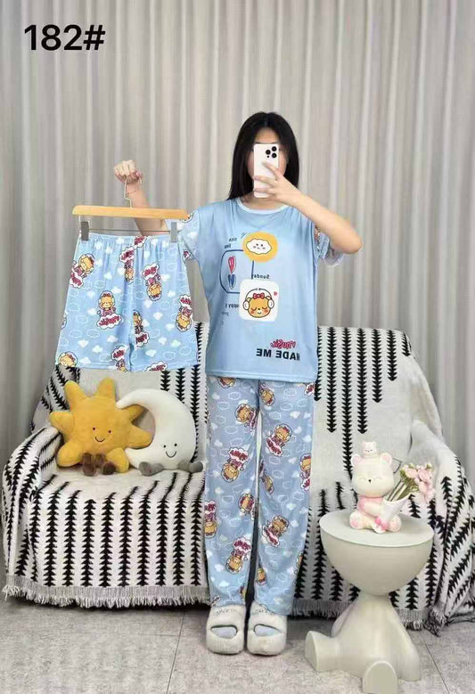 3 Piece Printed Night Suit