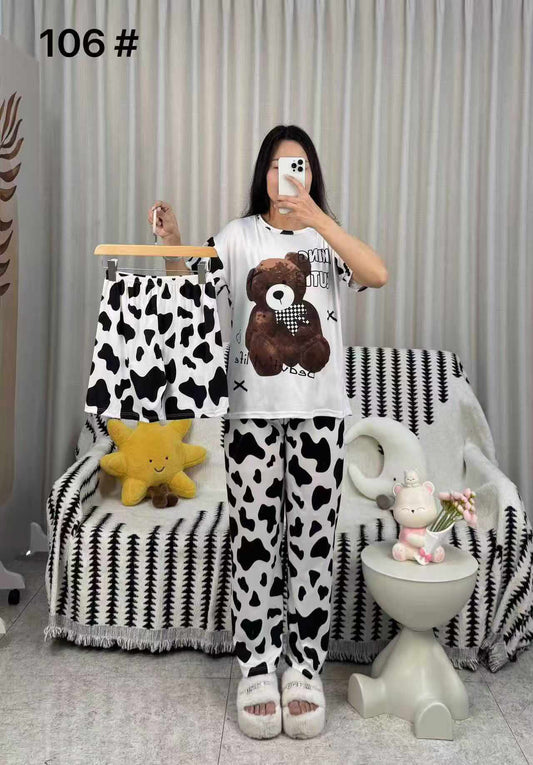 3 Piece Printed Night Suit