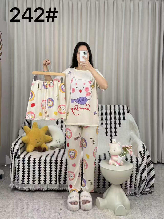 3 Piece Printed Night Suit